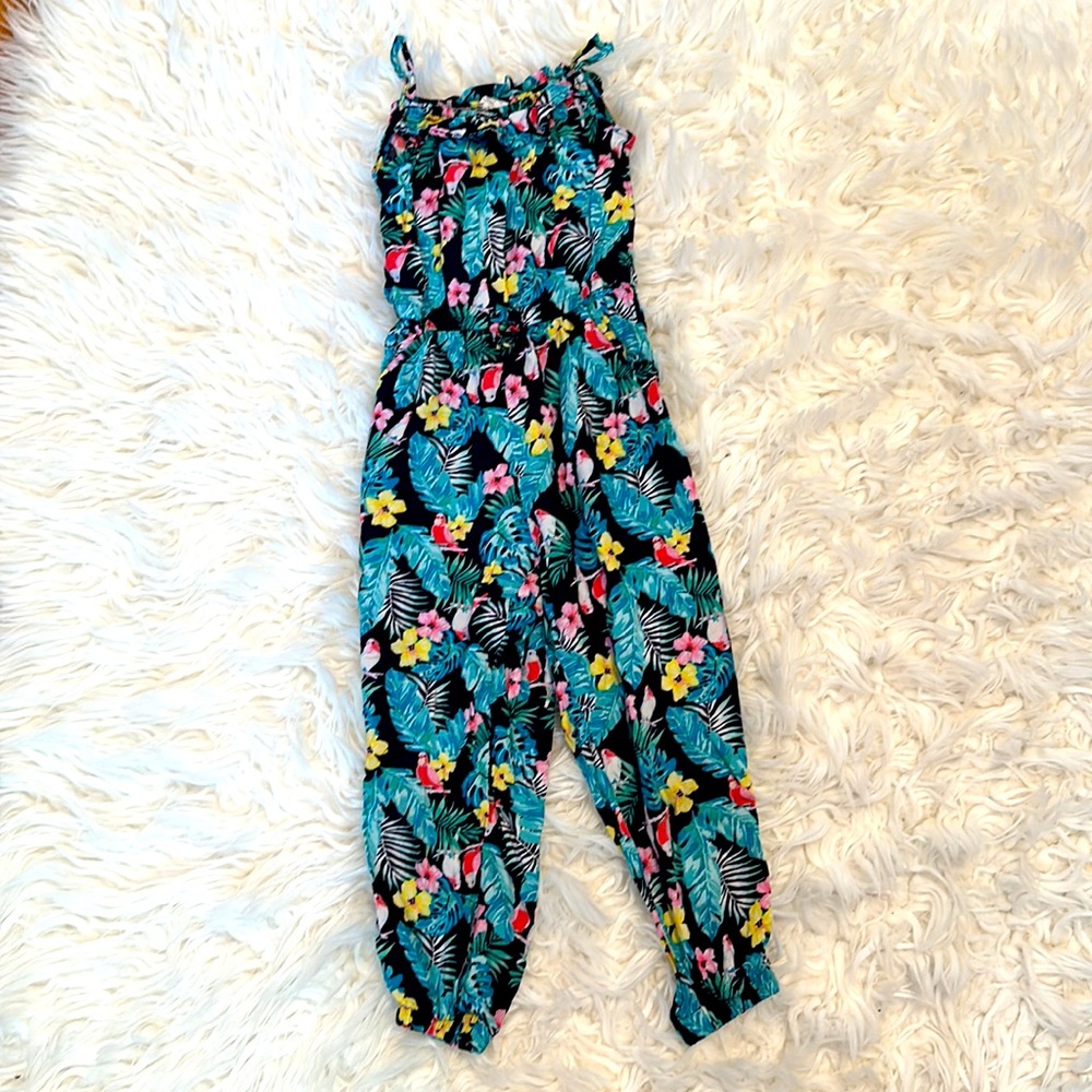 H&M tropical bird print romper Size 4-5